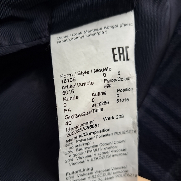 Daniel Hechter Paris navy blue plaid coat jacket trench - Picture 10 of 15